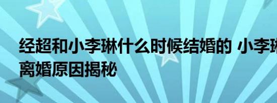 经超和小李琳什么时候结婚的 小李琳和前夫离婚原因揭秘