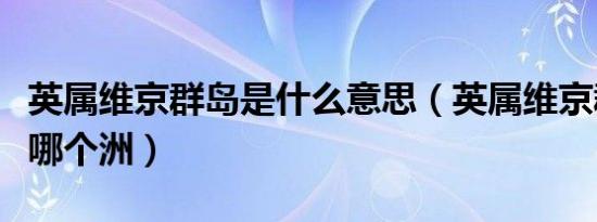 英属维京群岛是什么意思（英属维京群岛属于哪个洲）
