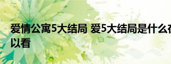 爱情公寓5大结局 爱5大结局是什么在哪儿可以看