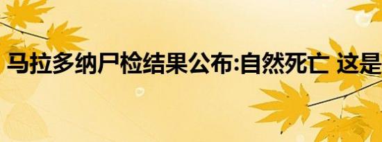 马拉多纳尸检结果公布:自然死亡 这是怎样的