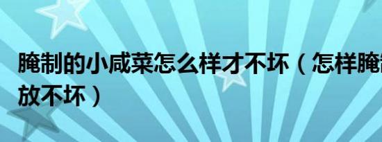 腌制的小咸菜怎么样才不坏（怎样腌制咸菜久放不坏）