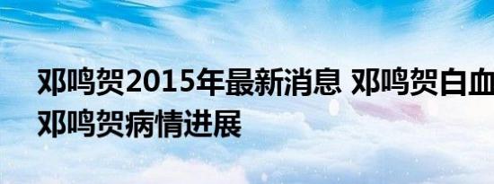 邓鸣贺2015年最新消息 邓鸣贺白血病死亡 邓鸣贺病情进展