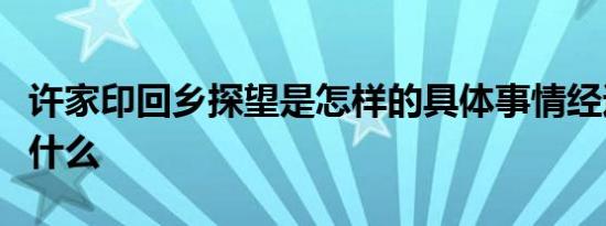 许家印回乡探望是怎样的具体事情经过细节是什么