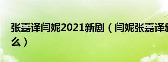 张嘉译闫妮2021新剧（闫妮张嘉译新剧叫什么）