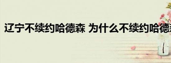 辽宁不续约哈德森 为什么不续约哈德森简介