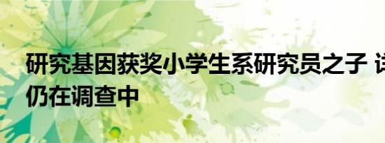 研究基因获奖小学生系研究员之子 详细情况仍在调查中