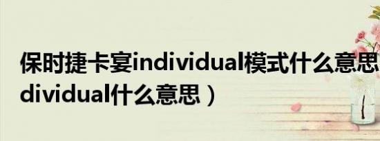 保时捷卡宴individual模式什么意思（卡宴individual什么意思）