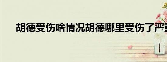 胡德受伤啥情况胡德哪里受伤了严重吗