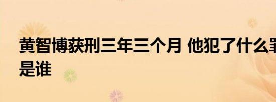 黄智博获刑三年三个月 他犯了什么罪黄智博是谁
