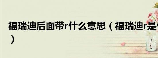 福瑞迪后面带r什么意思（福瑞迪r是什么意思）