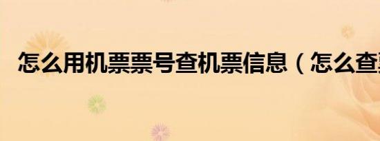 怎么用机票票号查机票信息（怎么查票号）