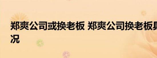 郑爽公司或换老板 郑爽公司换老板具体啥情况