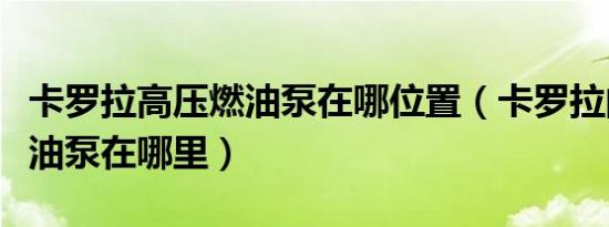 卡罗拉高压燃油泵在哪位置（卡罗拉的高压燃油泵在哪里）