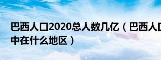 巴西人口2020总人数几亿（巴西人口主要集中在什么地区）