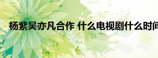 杨紫吴亦凡合作 什么电视剧什么时间播出