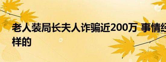 老人装局长夫人诈骗近200万 事情经过是怎样的
