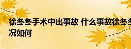 徐冬冬手术中出事故 什么事故徐冬冬目前情况如何