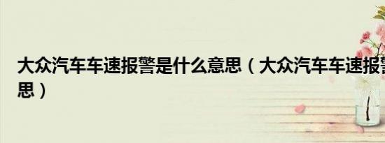 大众汽车车速报警是什么意思（大众汽车车速报警是什么意思）