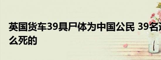 英国货车39具尸体为中国公民 39名遇难者怎么死的