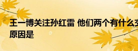 王一博关注孙红雷 他们两个有什么交集关注原因是