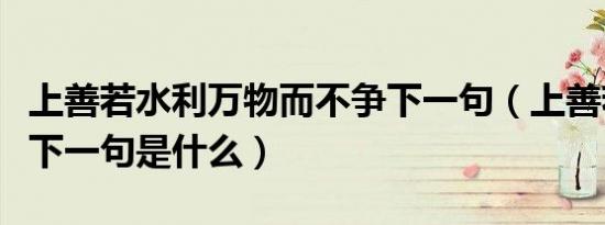 上善若水利万物而不争下一句（上善若水意思下一句是什么）