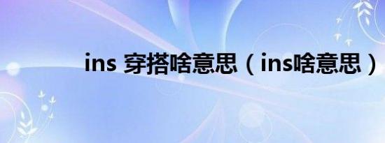 ins 穿搭啥意思（ins啥意思）