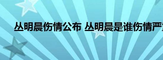 丛明晨伤情公布 丛明晨是谁伤情严重吗