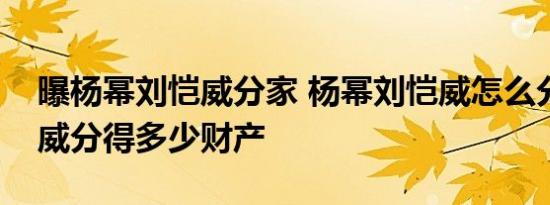 曝杨幂刘恺威分家 杨幂刘恺威怎么分家刘恺威分得多少财产