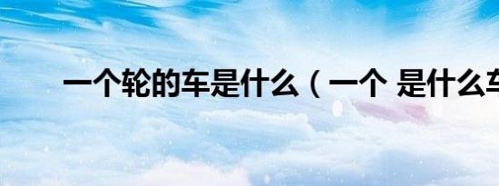 一个轮的车是什么（一个 是什么车）