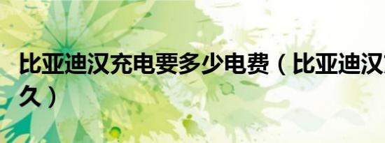 比亚迪汉充电要多少电费（比亚迪汉充电要多久）