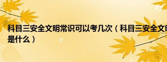 科目三安全文明常识可以考几次（科目三安全文明常识考试是什么）