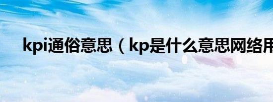 kpi通俗意思（kp是什么意思网络用语）