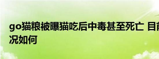 go猫粮被曝猫吃后中毒甚至死亡 目前处理情况如何