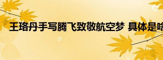 王珞丹手写腾飞致敬航空梦 具体是啥情况