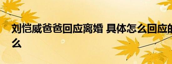 刘恺威爸爸回应离婚 具体怎么回应的说了什么