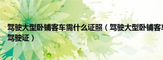 驾驶大型卧铺客车需什么证照（驾驶大型卧铺客车需要什么驾驶证）