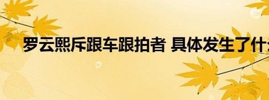 罗云熙斥跟车跟拍者 具体发生了什么事