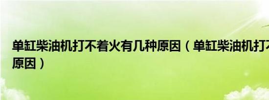 单缸柴油机打不着火有几种原因（单缸柴油机打不着火什么原因）