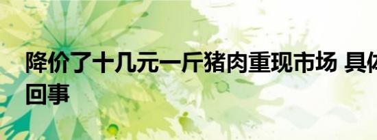降价了十几元一斤猪肉重现市场 具体怎么一回事