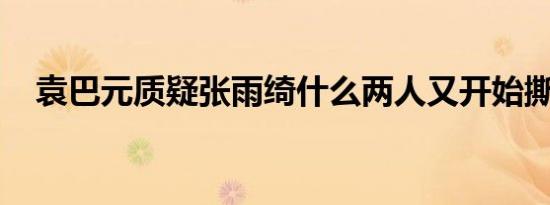 袁巴元质疑张雨绮什么两人又开始撕了吗