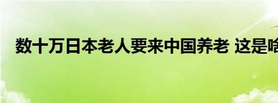 数十万日本老人要来中国养老 这是啥情况