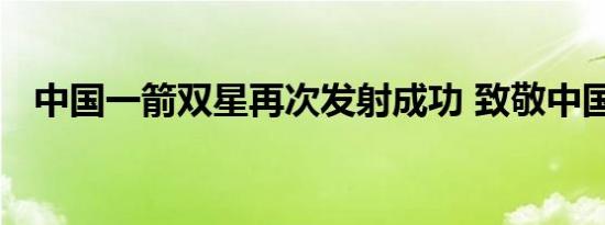 中国一箭双星再次发射成功 致敬中国航天