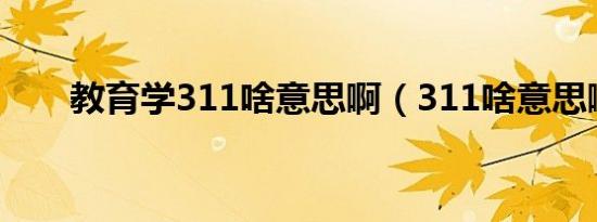 教育学311啥意思啊（311啥意思啊）