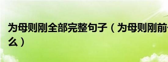 为母则刚全部完整句子（为母则刚前一句是什么）
