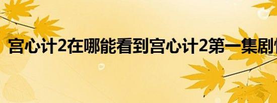 宫心计2在哪能看到宫心计2第一集剧情介绍