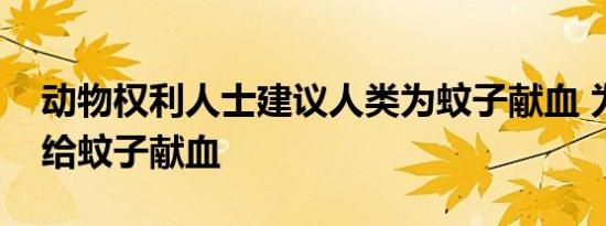 动物权利人士建议人类为蚊子献血 为什么要给蚊子献血