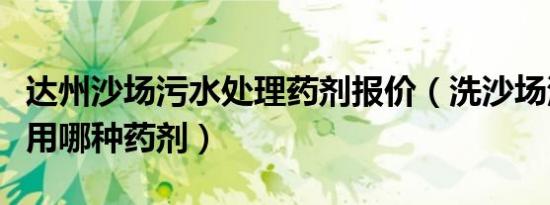 达州沙场污水处理药剂报价（洗沙场污水处理用哪种药剂）