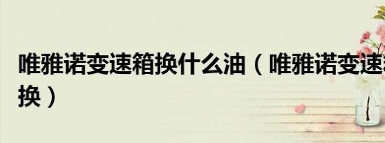 唯雅诺变速箱换什么油（唯雅诺变速箱油多久换）