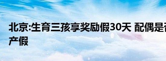 北京:生育三孩享奖励假30天 配偶是否享受陪产假
