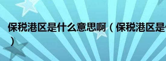 保税港区是什么意思啊（保税港区是什么意思）